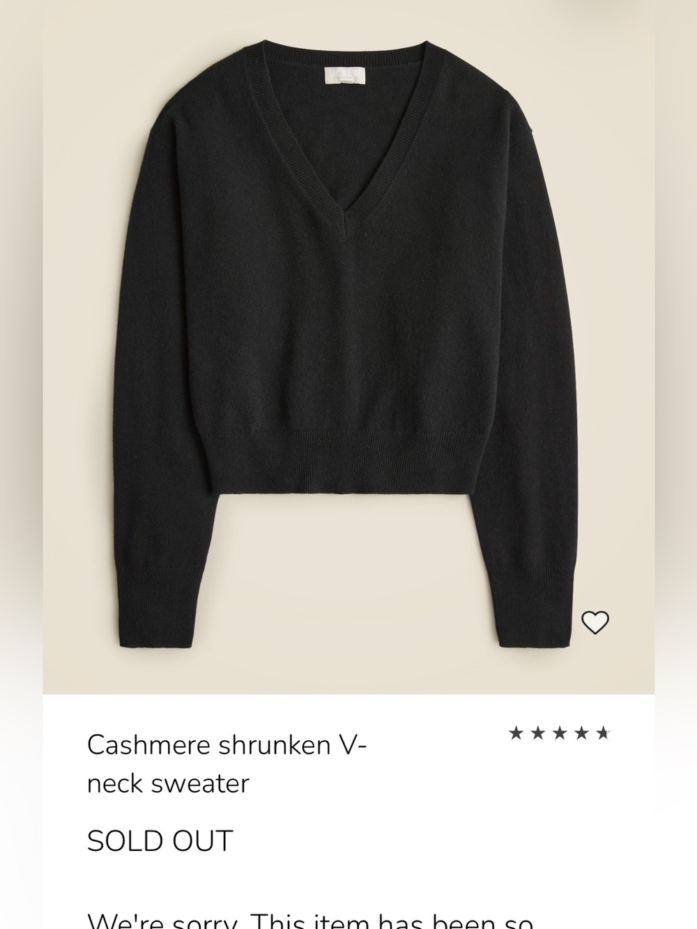 J. Crew Black Cashmere V-Neck Sweater